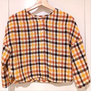 Beaton Utility Button Crop in Harvest Plaid